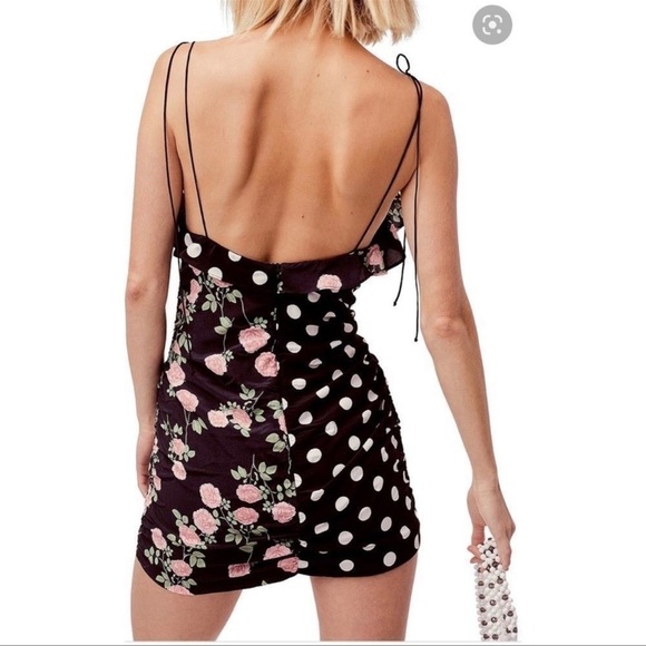 For Love & Lemons 🍋 Shirred Polka Dot Mini XS - Picture 2 of 12